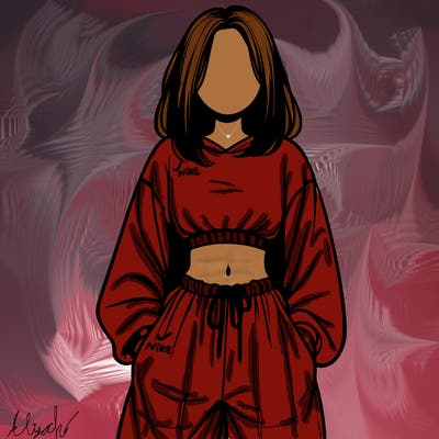 realistic girl faceless with baggy pants and a crop top