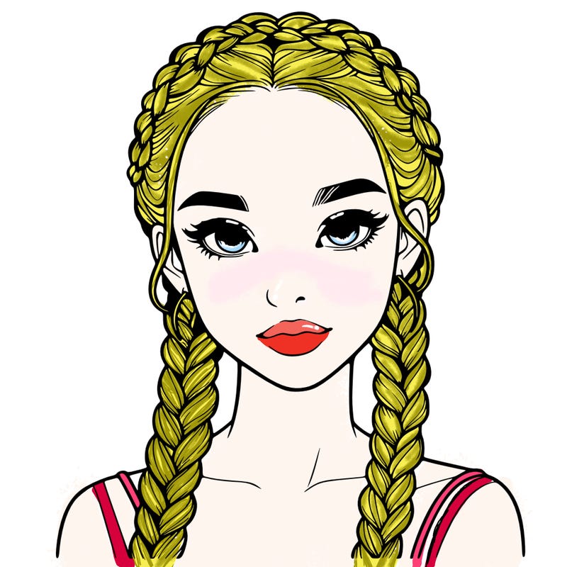 realistic girl with braids