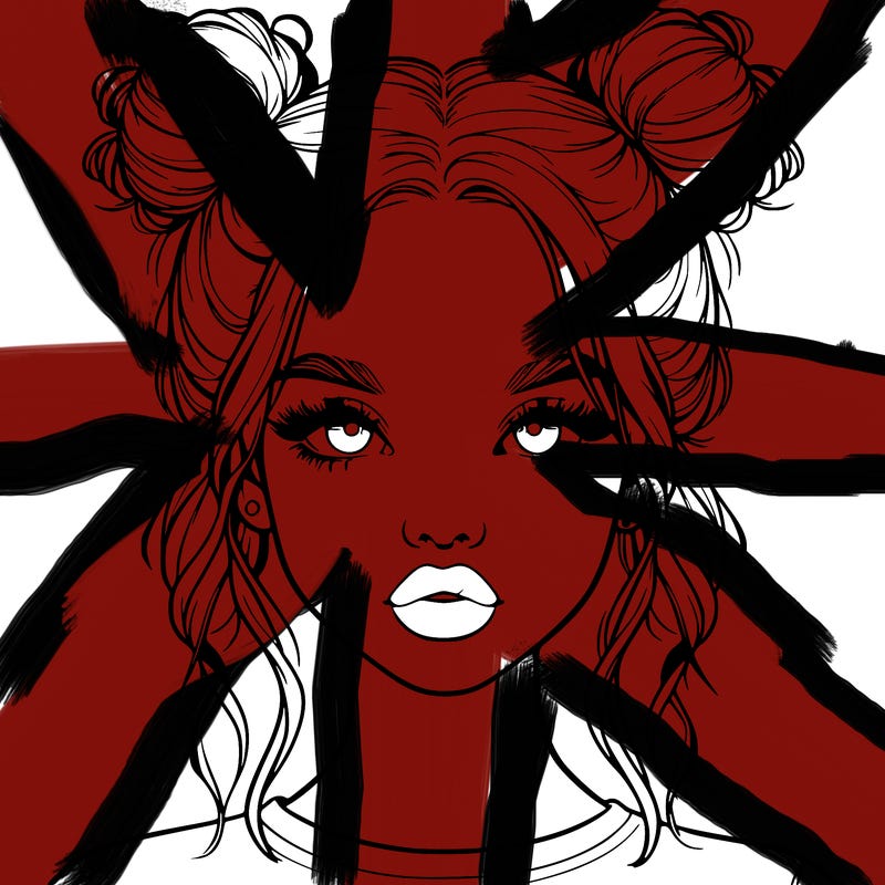 realistic girl with two buns in hair and lips