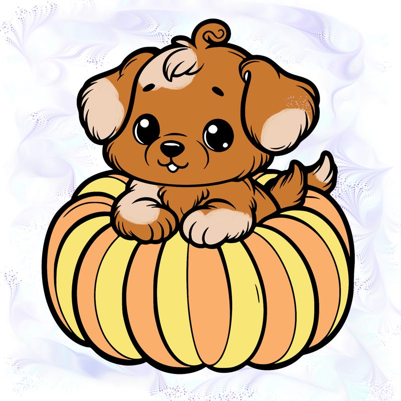 cute little puppy in a pumpkin
