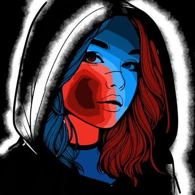 realistic girl with hood on