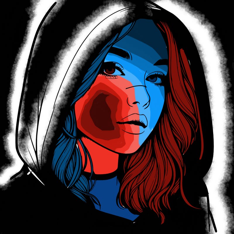 realistic girl with hood on