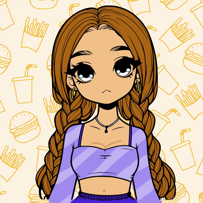 realistic girl in a crop top with braided hair