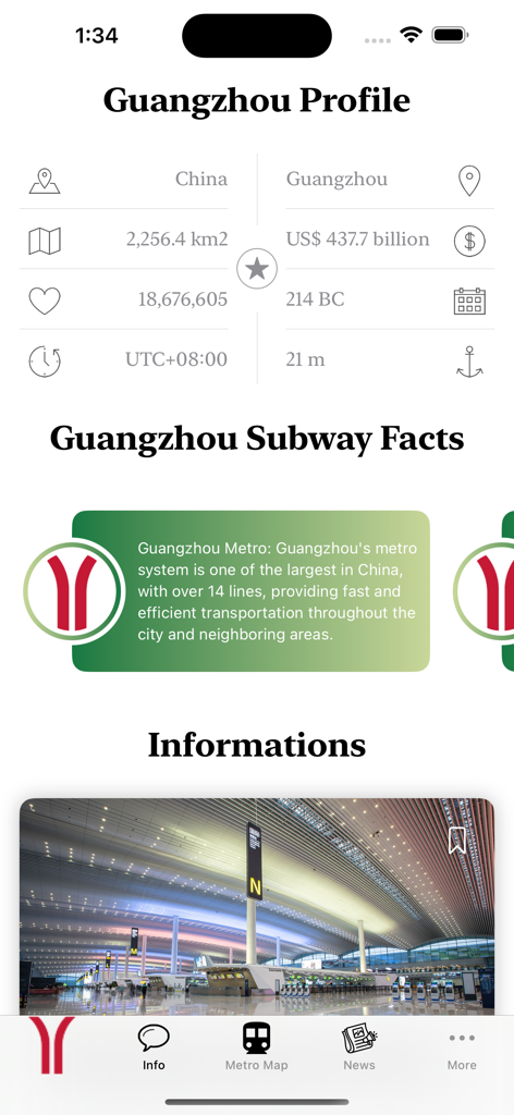 Guangzhou Subway Map - Guangzhou city profile and subway facts screen