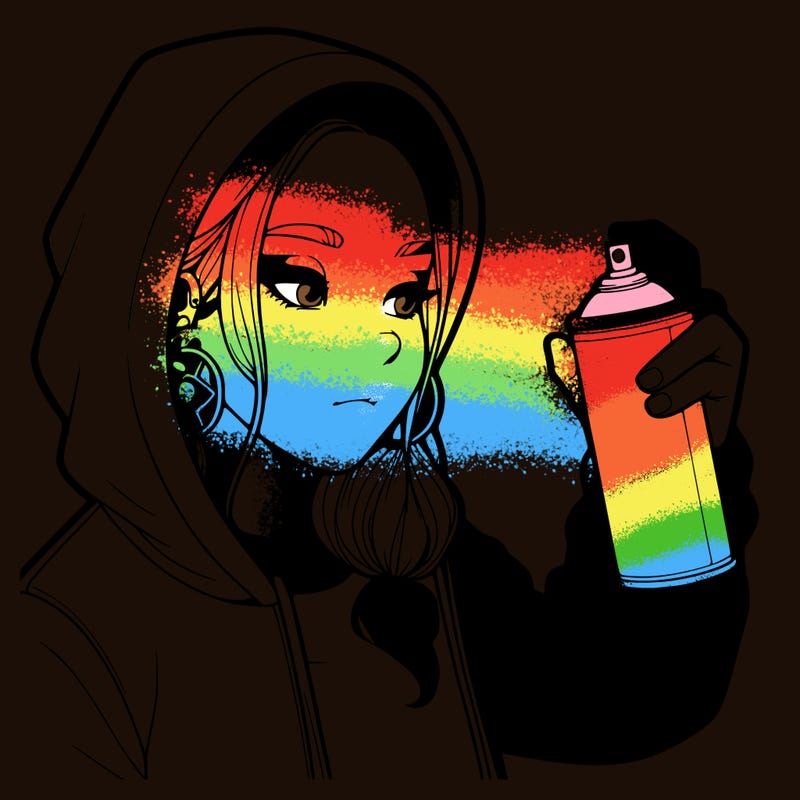 a realistic girl, spray painting