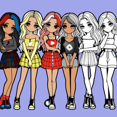 a group of girls realistic