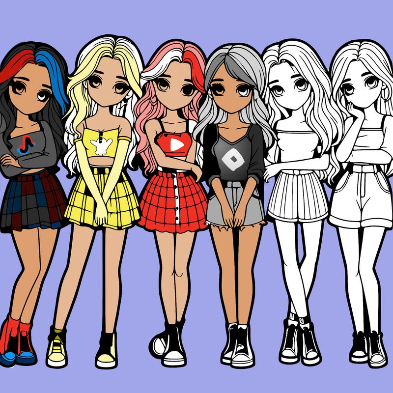 a group of girls realistic