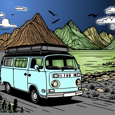 camper van on lofoten, norway