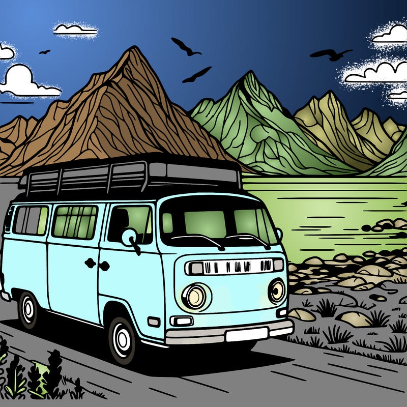 camper van on lofoten, norway