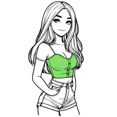 realistic girl in a short top