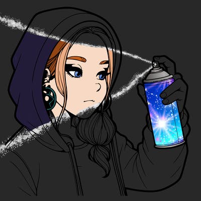 a realistic girl, spray painting