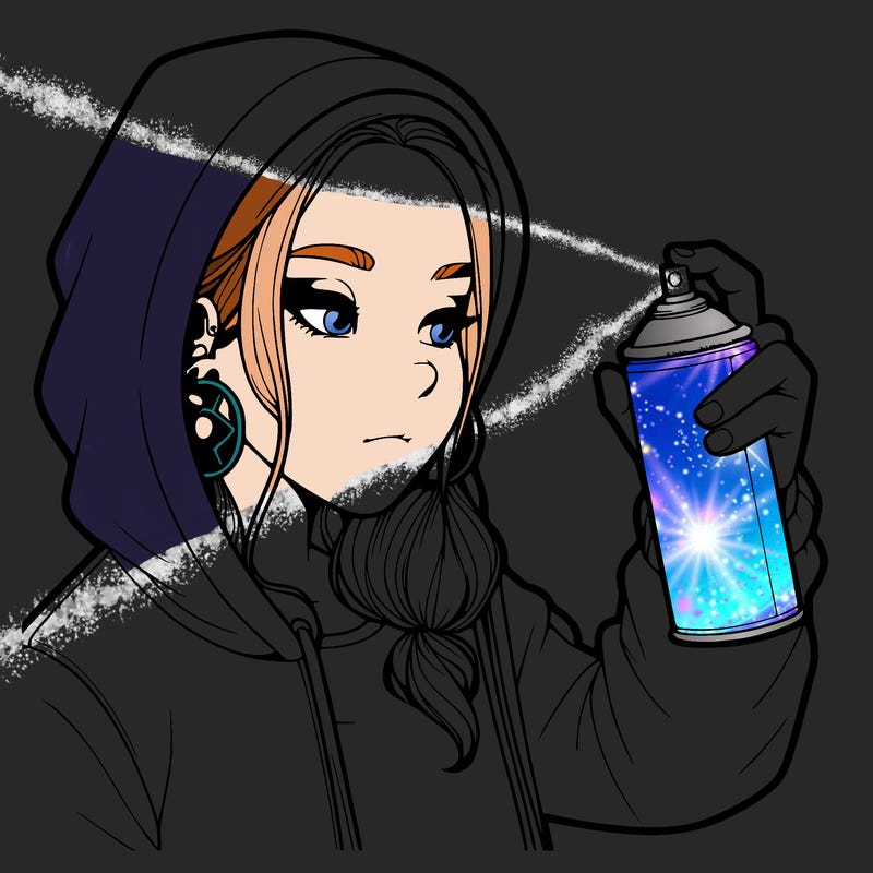 a realistic girl, spray painting