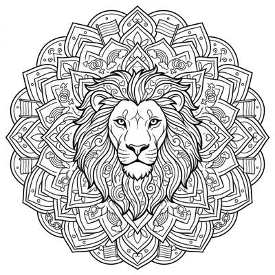 Unleash your creativity with this stunning lion mandala, beautifully integrated with symbols of Pride. This intricate coloring page invites you to celebrate strength, diversity, and love through art.