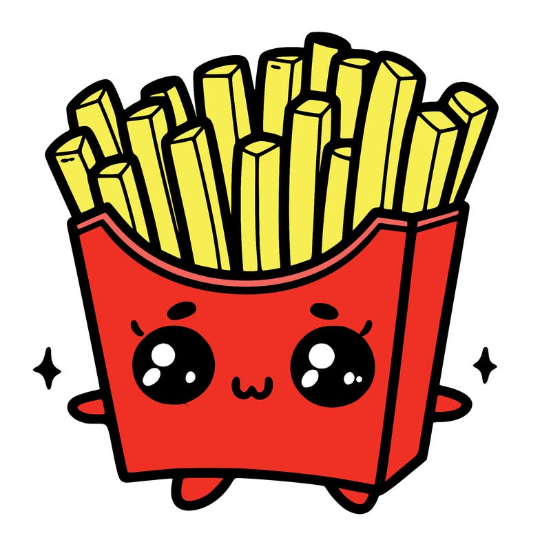 a cute. french fries