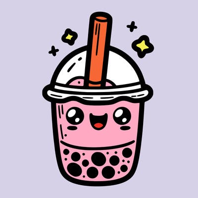boba tea with a face
