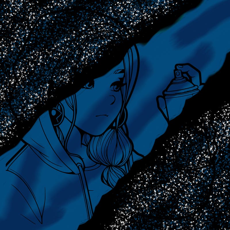 a realistic girl, spray painting