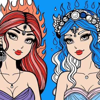 goddess fire and goddess water realistic
