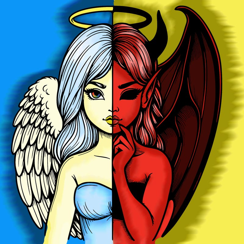 realistic angel half demon