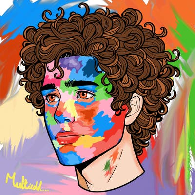 realistic guy with curly hair