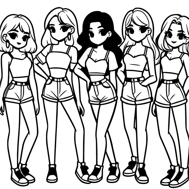 a group of girls wearing crop tops and shorts