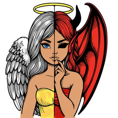 realistic angel half demon