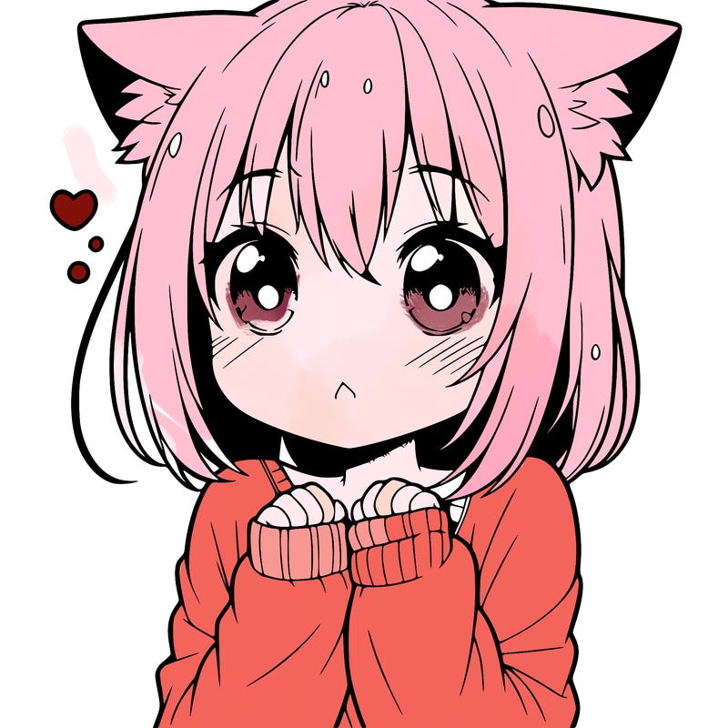 shy anime catgirl