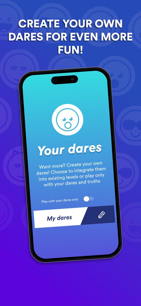 Truth or Dare ⋆ Dirty Game - A smartphone showing the custom dares creation screen in the Truth or Dare app.