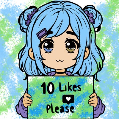 a girl with a sign saying 10 likes please