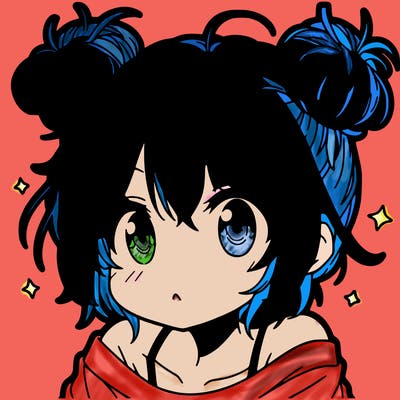 a manga girl with messy small buns