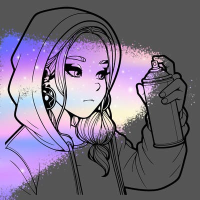 a realistic girl, spray painting