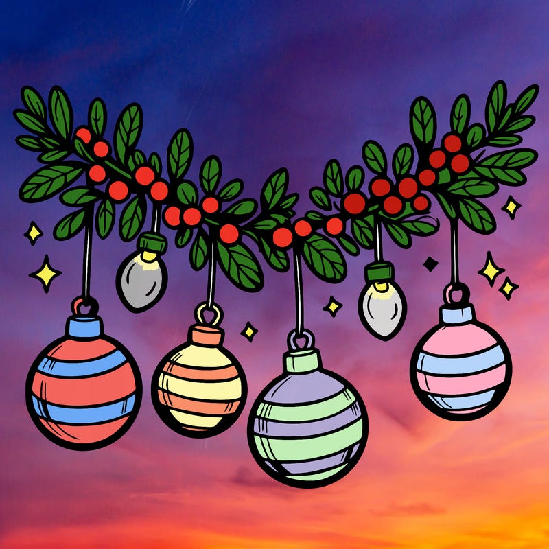 christmas garland with big bulbs