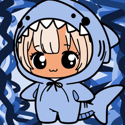 a girl in a shark costume