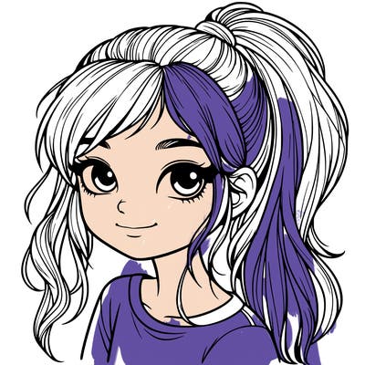 realistic girl with ponytail