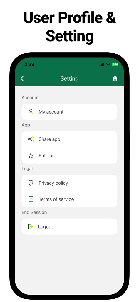 CSS Factory: Exam Preparation - User profile and settings screen of the CSS Factory exam preparation app