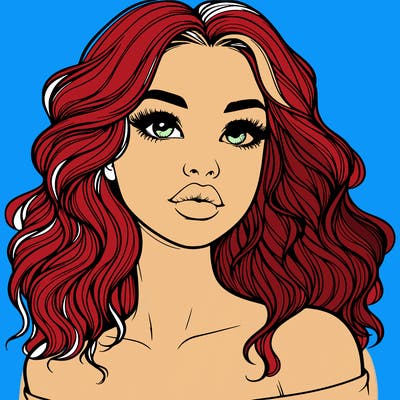 realistic girl with wavy hair and lips