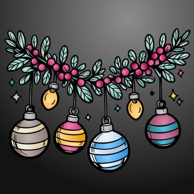 christmas garland with big bulbs