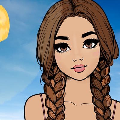 realistic girl with braids