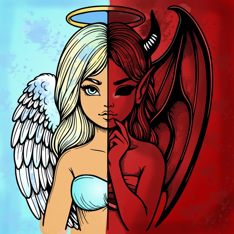 realistic angel half demon