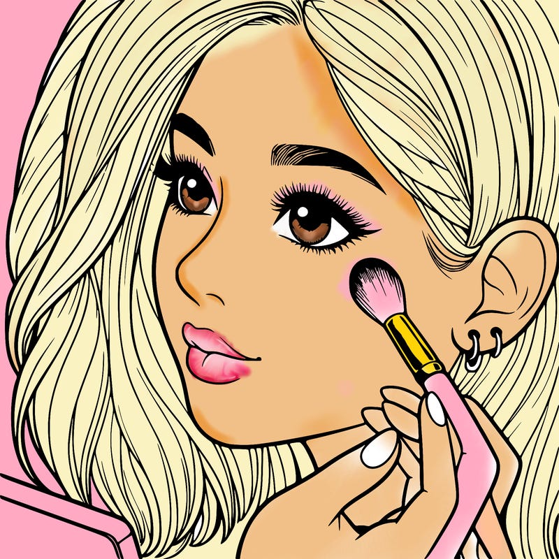 a realistic girl doing her makeup