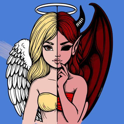 realistic angel half demon