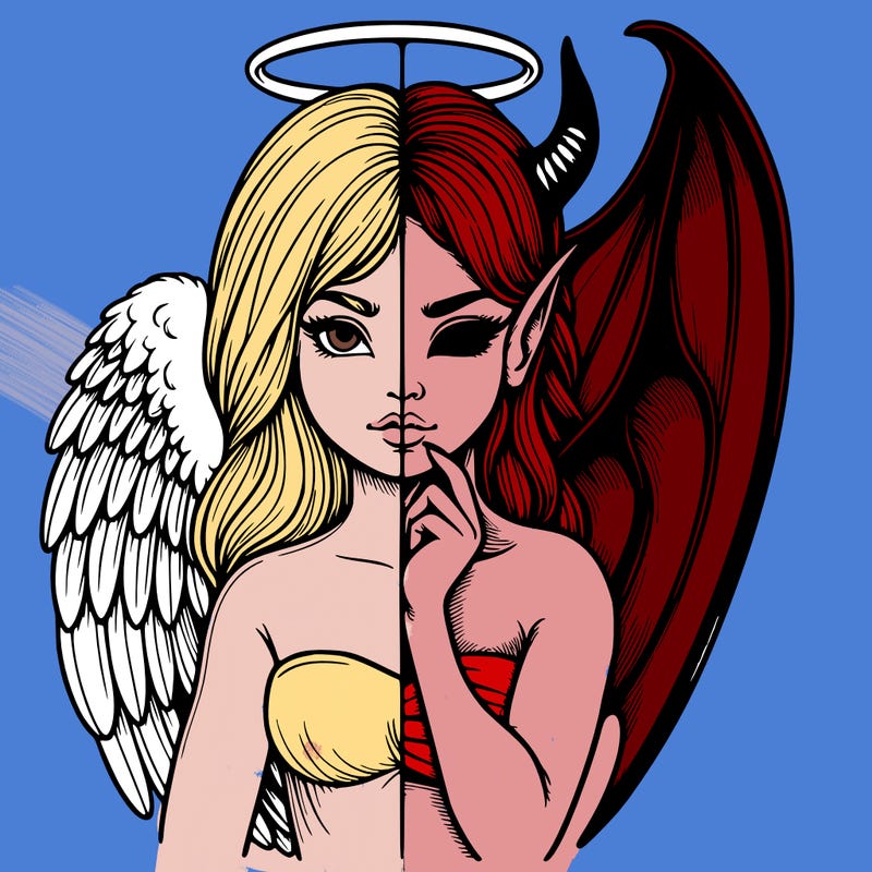 realistic angel half demon