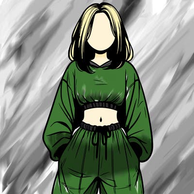 realistic girl faceless with baggy pants and a crop top