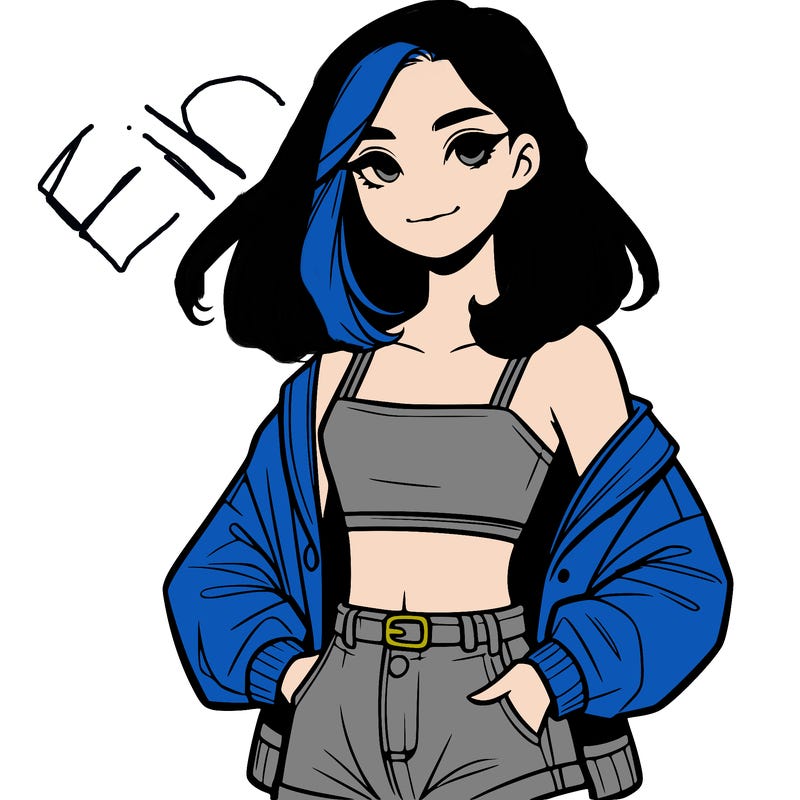 a realistic girl with a crop top and short shorts in an open jacket