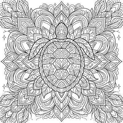 Embark on a creative journey with this stunning turtle mandala, designed with intricate details perfect for teen colorists. Discover the calming power of art as you bring this beautiful design to life with your unique color palette.