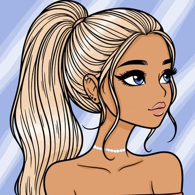 a beautiful and realistic girl with a high pony tail