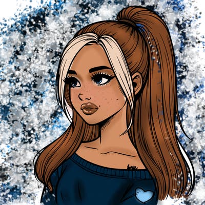 realistic girl with a high ponytail