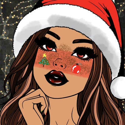 realistic christmas girl with lips