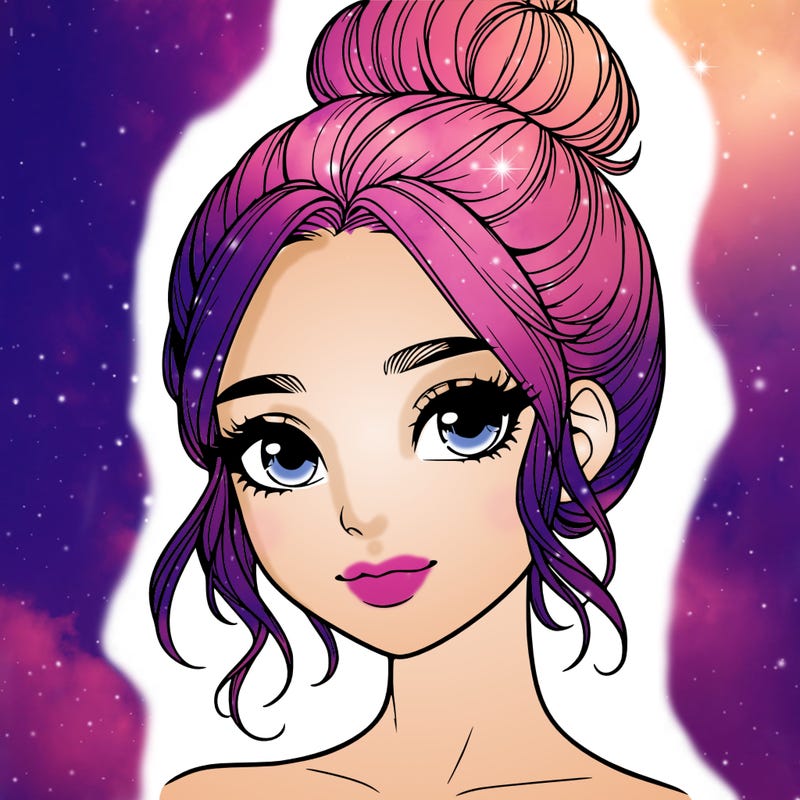 realistic pretty girl with hair in bun