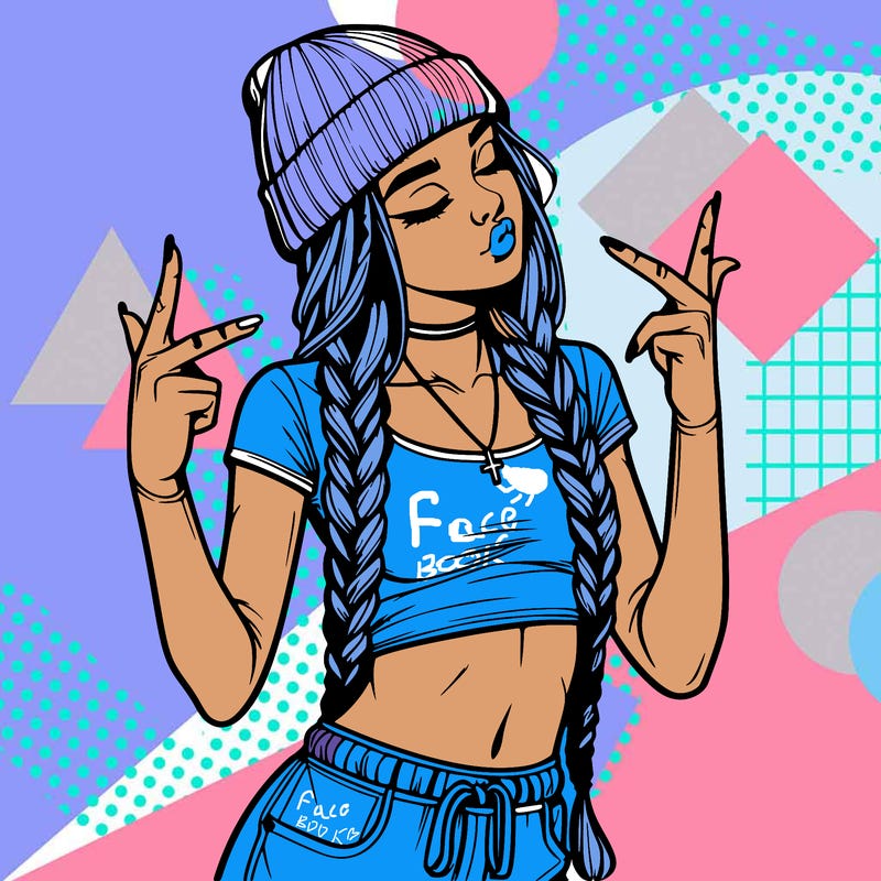 realistic teenage girl with braids and a beanie and crop top doing 🫶🏼