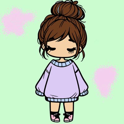 cute girl with baggy sweater and messy bun